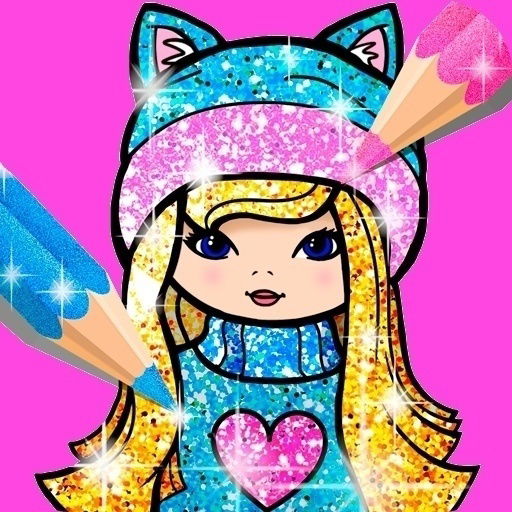 girls coloring book glitter