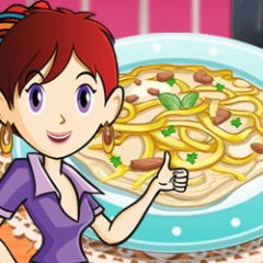 sara cozinha frango com fettuccine