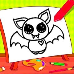 easy kids coloring bat